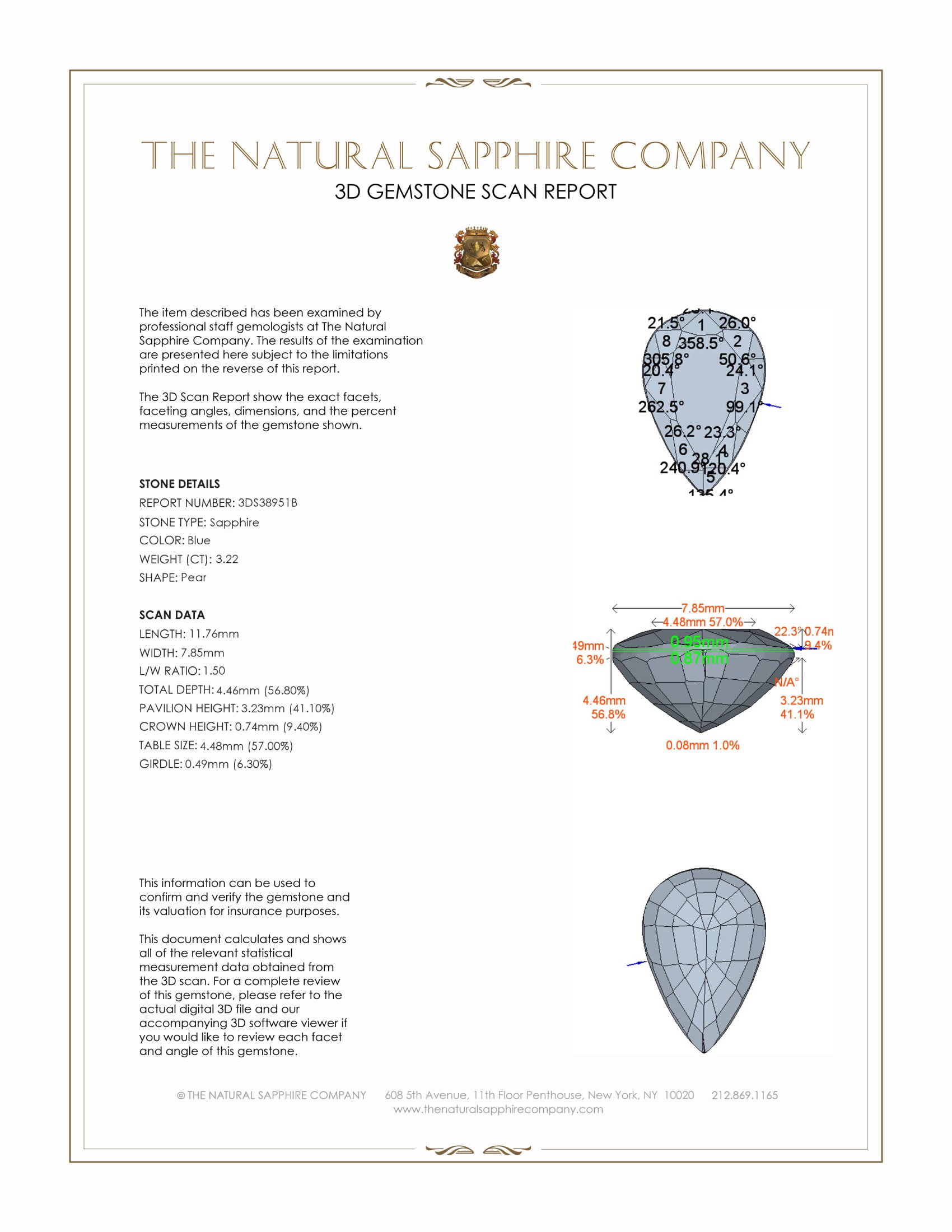 3.22 Ct. Blue Sapphire from Ceylon (Sri Lanka)