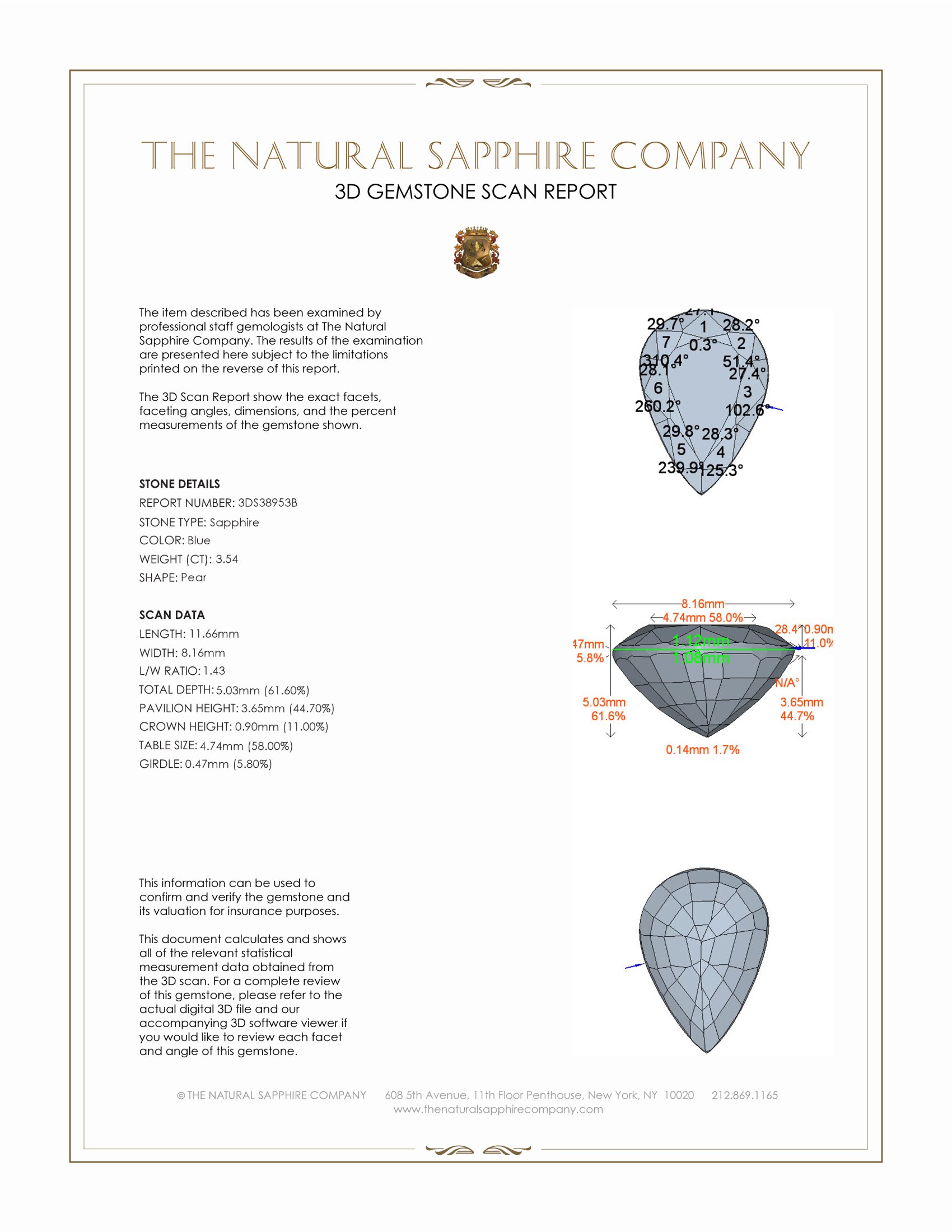 3.54 Ct. Blue Sapphire from Ceylon (Sri Lanka)