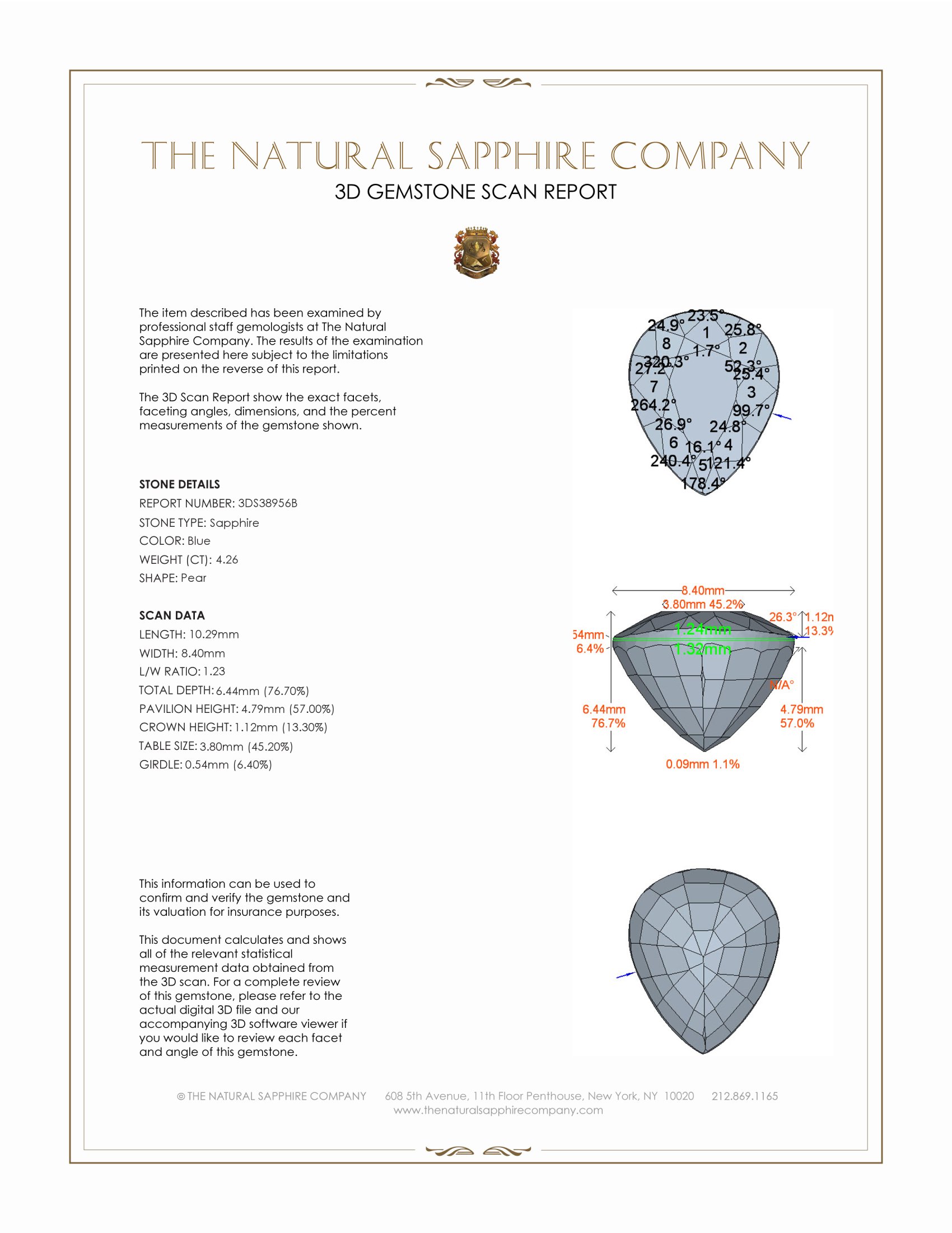 4.26 Ct. Blue Sapphire from Ceylon (Sri Lanka)