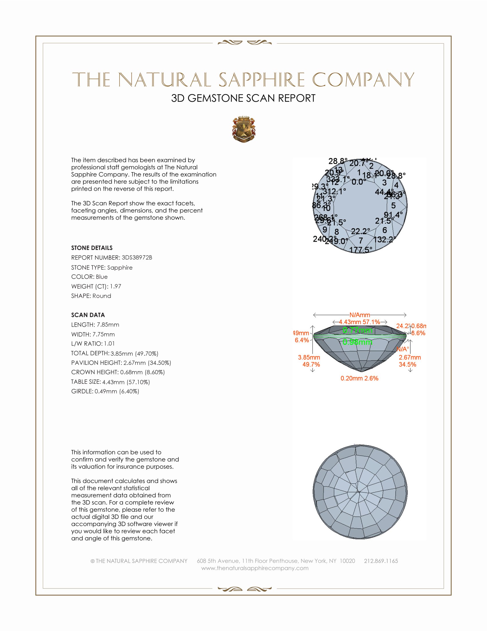 1.97 Ct. Blue Sapphire from Ceylon (Sri Lanka)