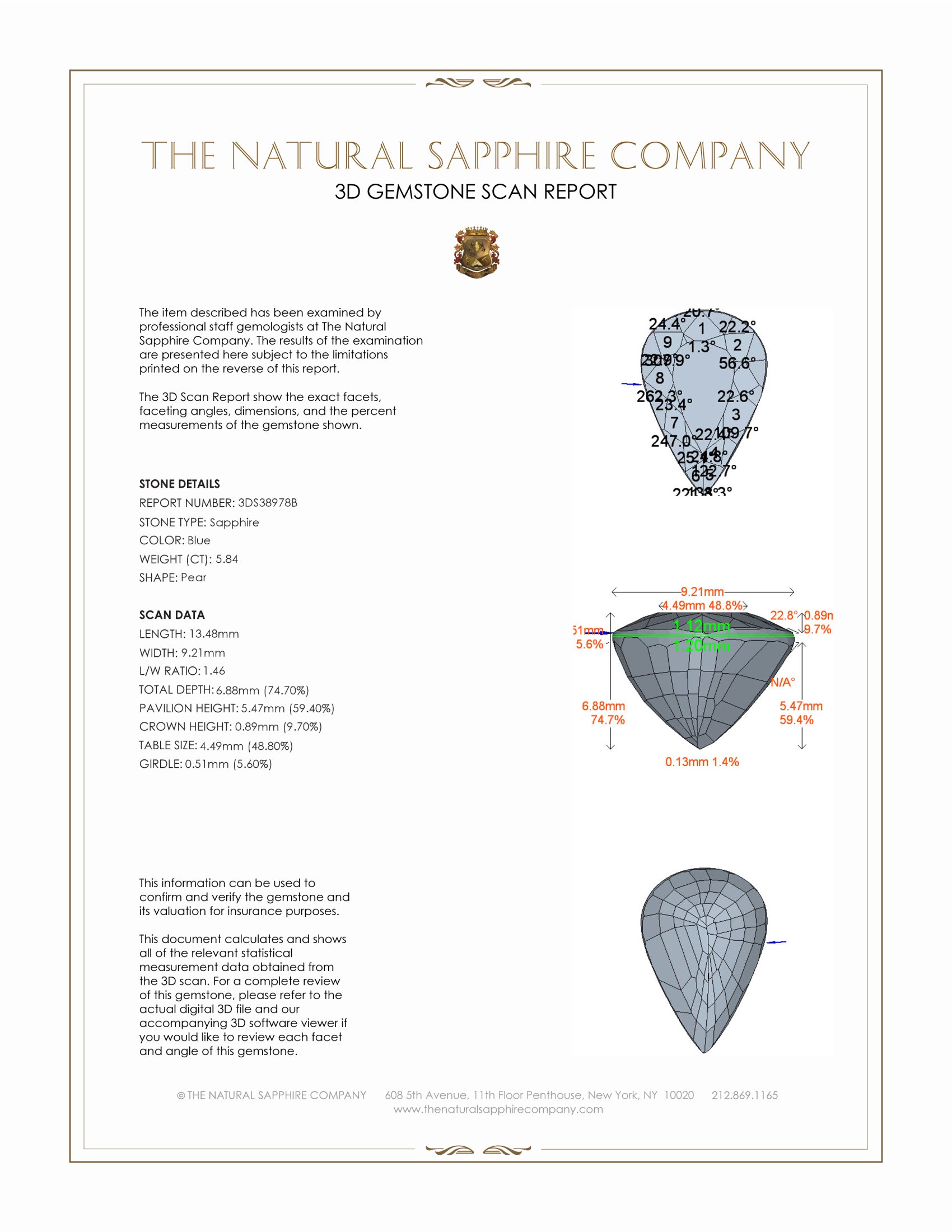 5.84 Ct. Blue Sapphire from Ceylon (Sri Lanka)