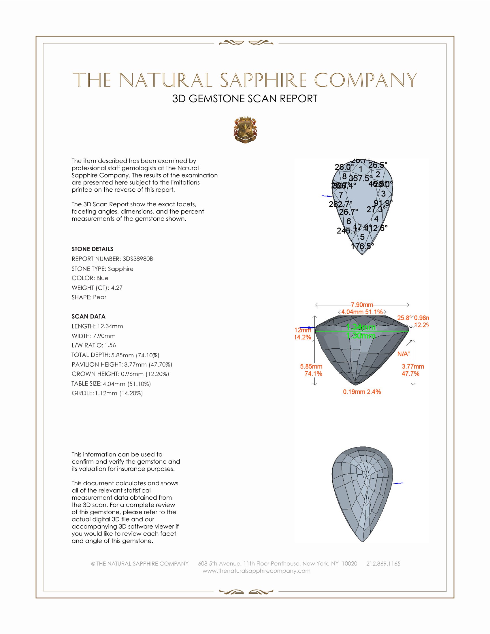 4.27 Ct. Blue Sapphire from Ceylon (Sri Lanka)