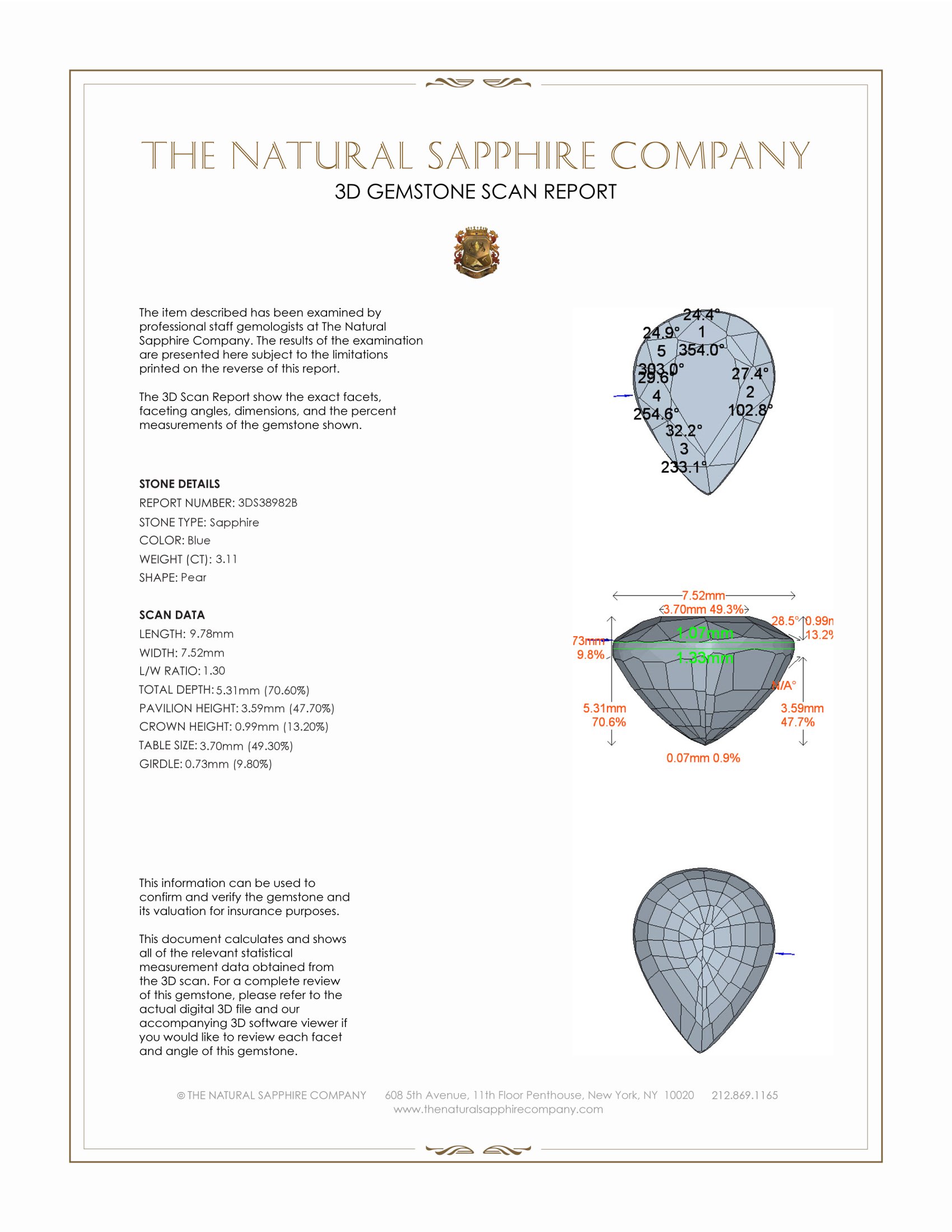 3.11 Ct. Blue Sapphire from Ceylon (Sri Lanka)