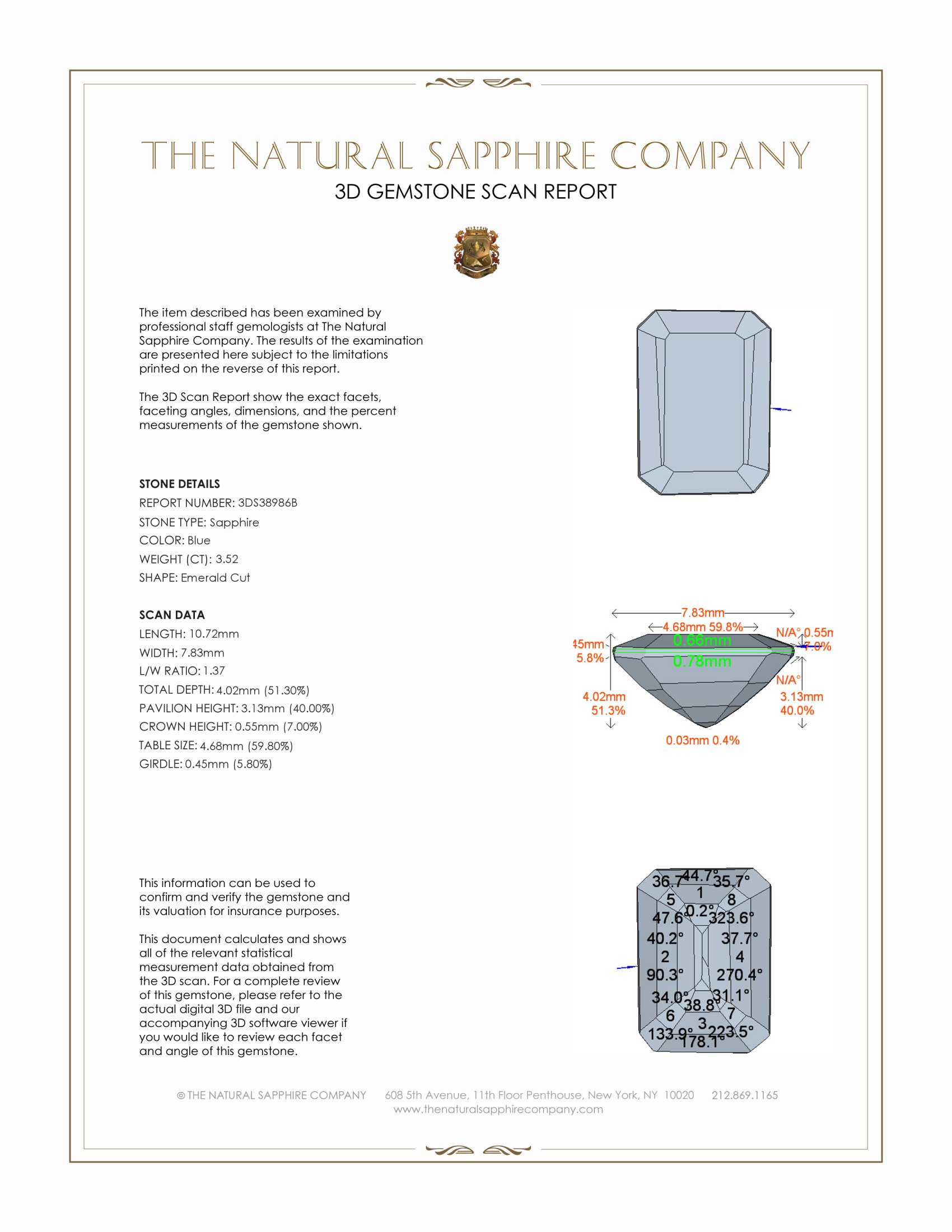 3.52 Ct. Blue Sapphire from Ceylon (Sri Lanka)