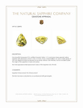 2.13 Ct. Greenish Yellow Sapphire from Ceylon (Sri Lanka) Appraisal