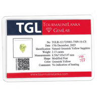 2.13 Ct. Greenish Yellow Sapphire from Ceylon (Sri Lanka) Scan Report