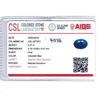 2.27 Ct. Bluish Green Sapphire from Madagascar Scan Report