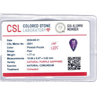 1.77 Ct. Pinkish Purple Sapphire from Madagascar Scan Report