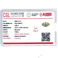 2.08 Ct. Yellow Sapphire from Ceylon (Sri Lanka) Scan Report