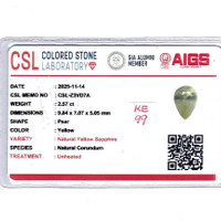 2.57 Ct. Yellow Sapphire from Ceylon (Sri Lanka) Scan Report