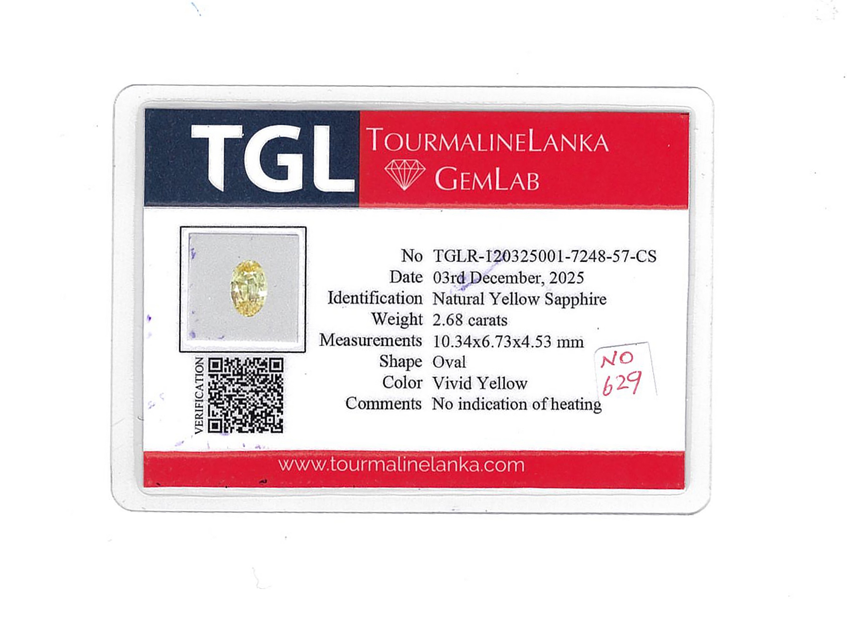 2.68 Ct. Yellow Sapphire from Ceylon (Sri Lanka)