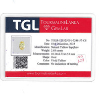 2.68 Ct. Yellow Sapphire from Ceylon (Sri Lanka) Scan Report