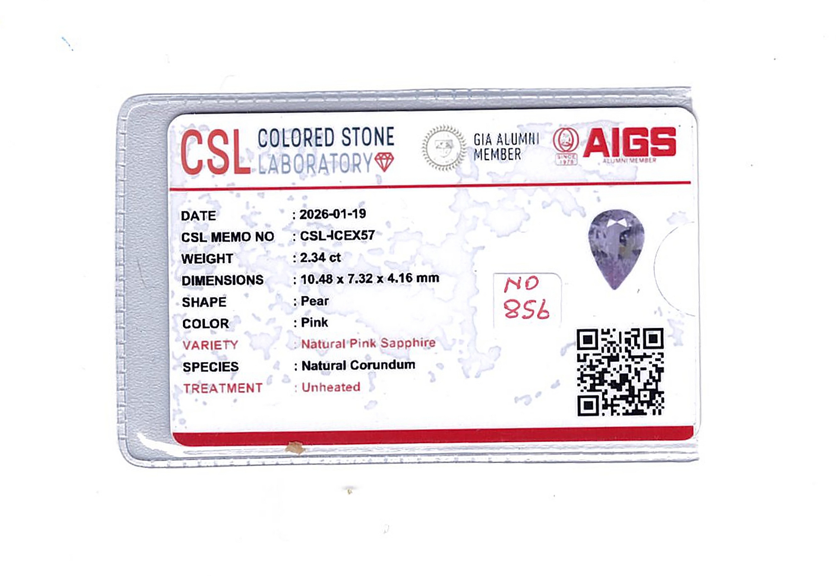 2.34 Ct. Pink Sapphire from Ceylon (Sri Lanka)