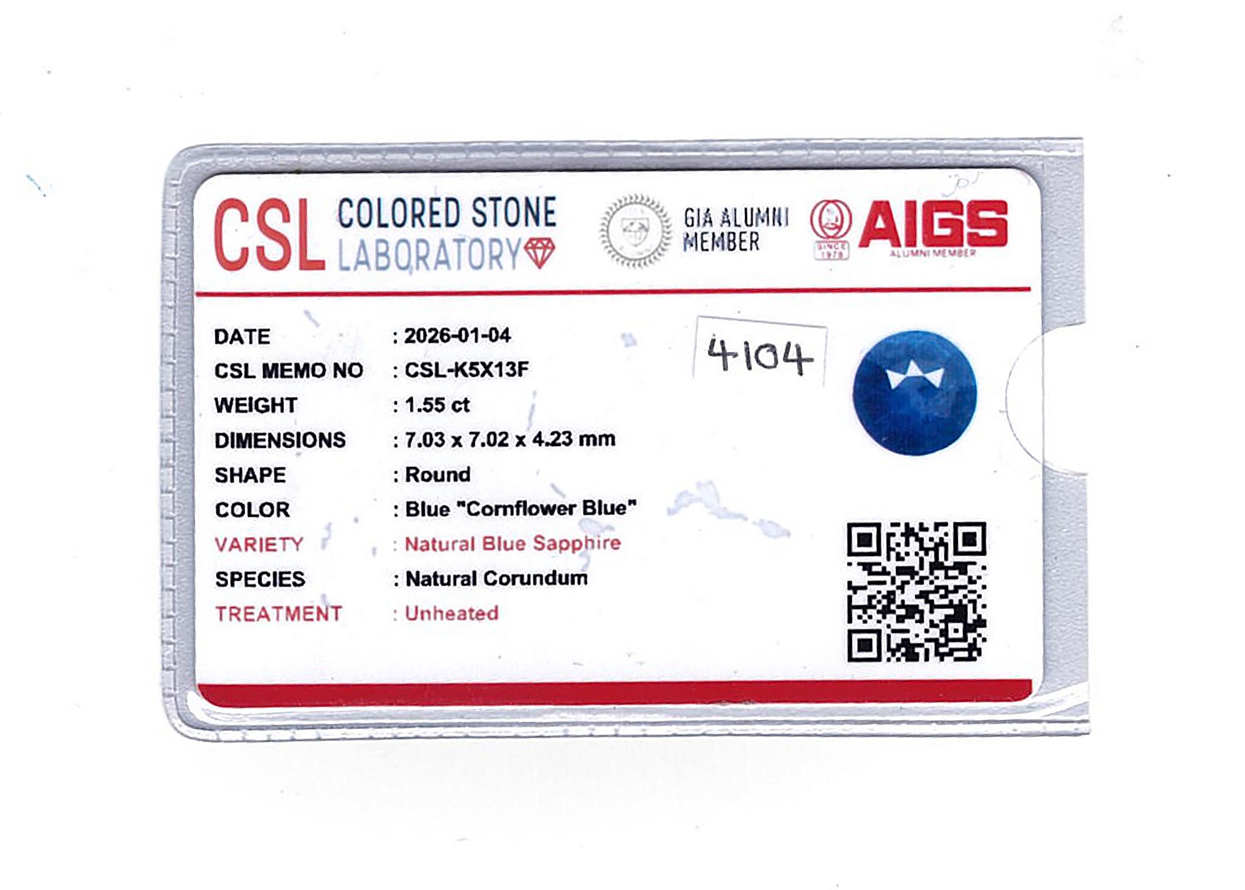 1.53 Ct. Blue Sapphire from Ceylon (Sri Lanka)