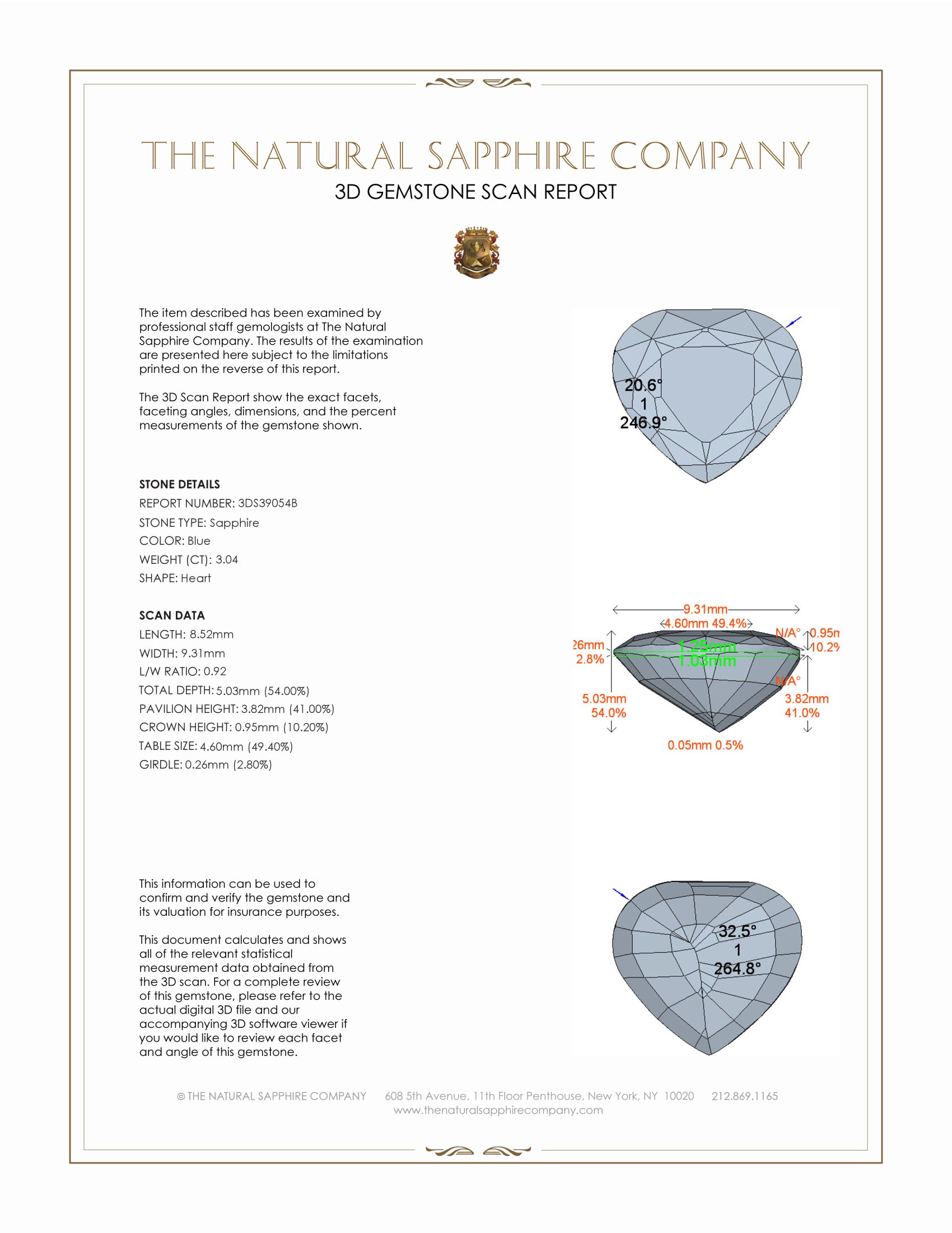 3.04 Ct. Blue Sapphire from Ceylon (Sri Lanka)