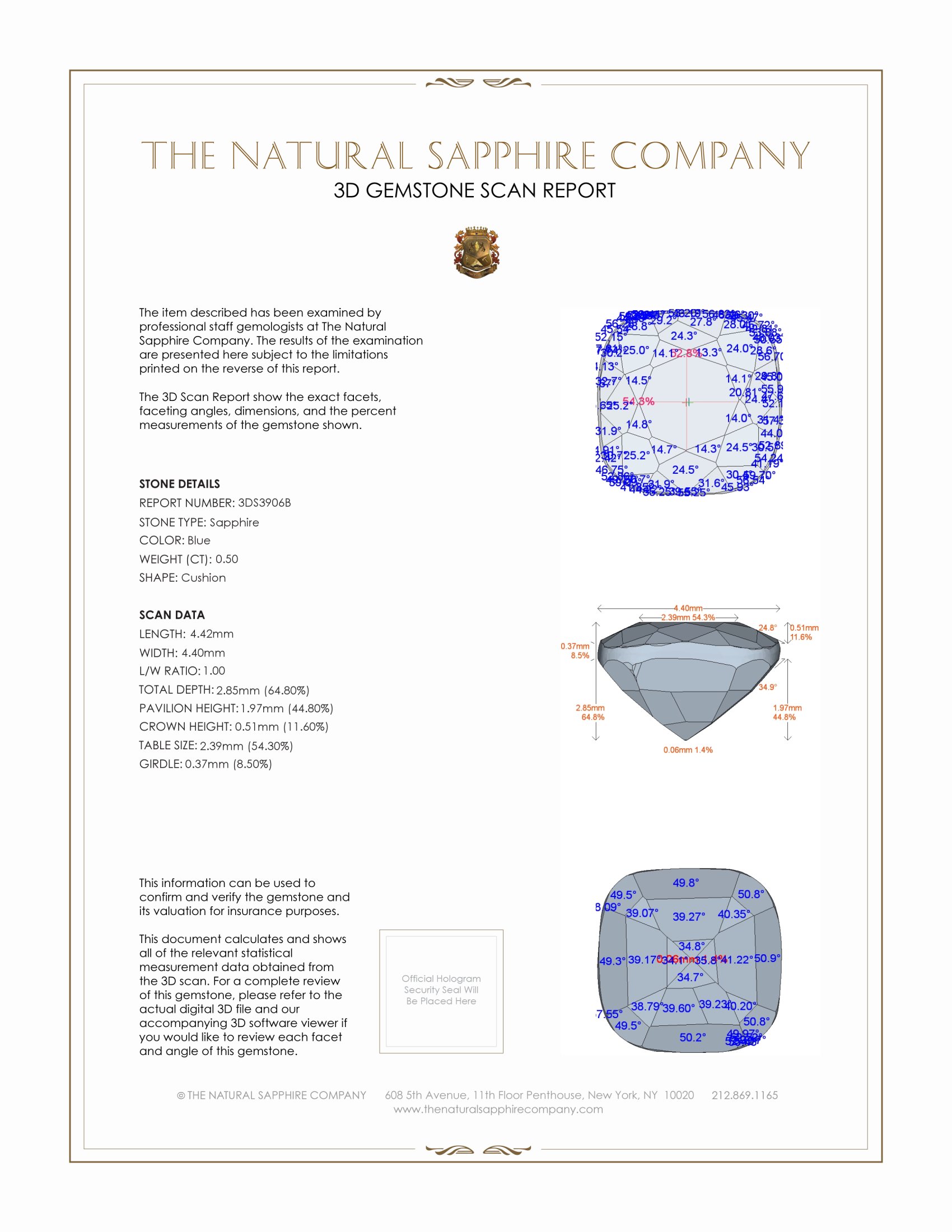 0.50 Ct. Blue Sapphire from Ceylon (Sri Lanka)