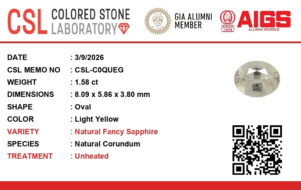 1.57 Ct. Yellow Sapphire from Ceylon (Sri Lanka)