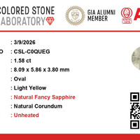 1.57 Ct. Yellow Sapphire from Ceylon (Sri Lanka) Scan Report