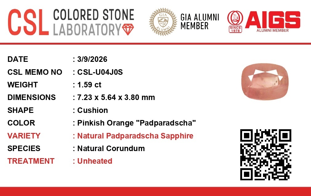 1.59 Ct. Padparadscha Sapphire from Ceylon (Sri Lanka)