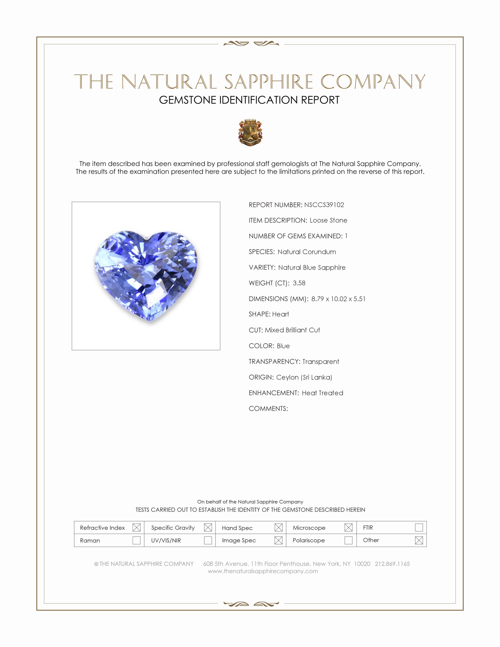 3.58 Ct. Blue Sapphire from Ceylon (Sri Lanka)