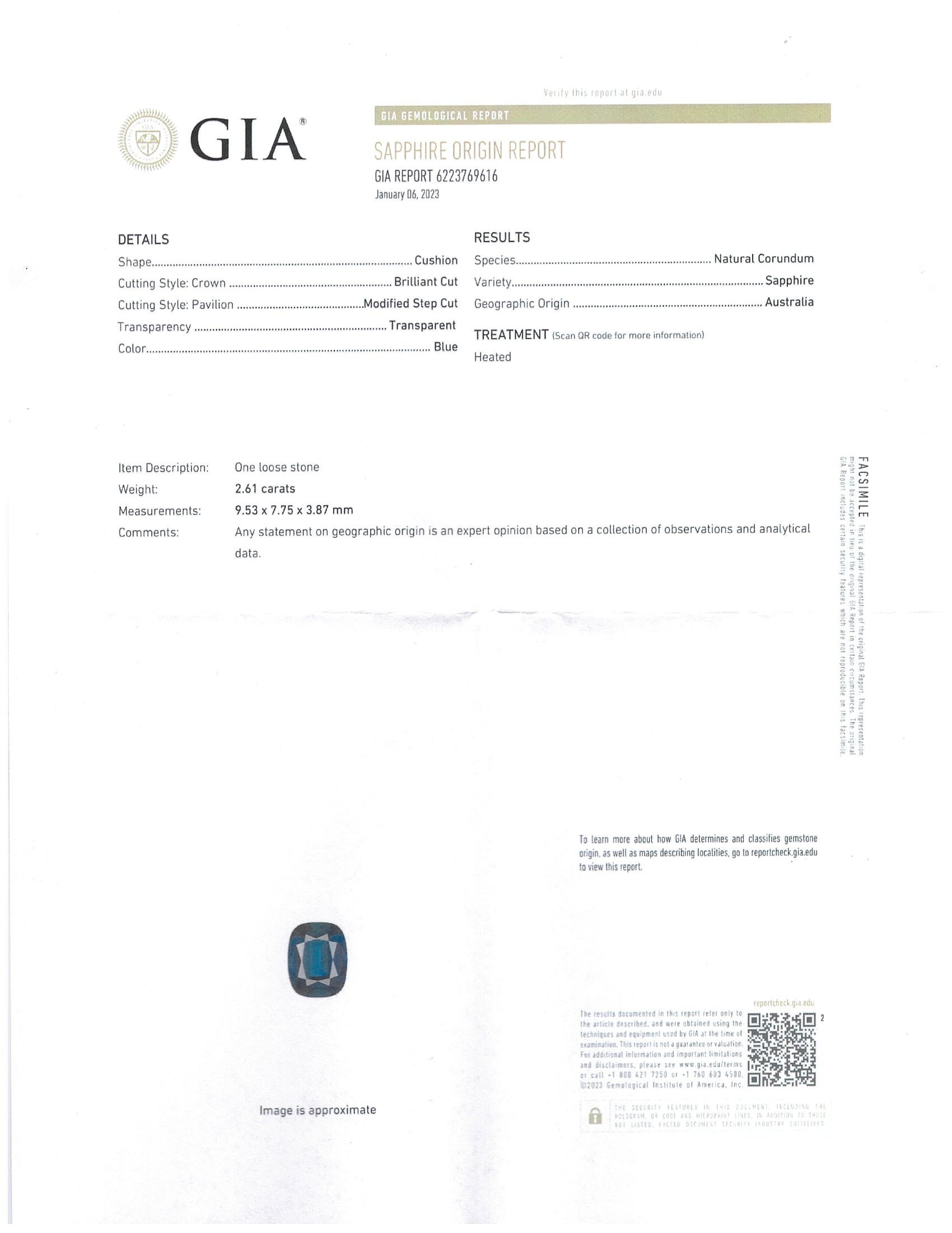 2.61 Ct. Greenish Blue Sapphire from Australia