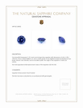 1.09 Ct. Blue Sapphire from Ceylon (Sri Lanka) Appraisal