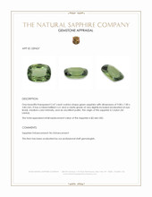 2.47 Ct. Green Sapphire from Ceylon (Sri Lanka) Appraisal