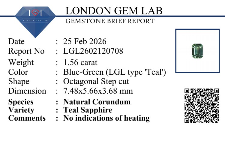 1.56 Ct. Bluish Green Sapphire from Tanzania