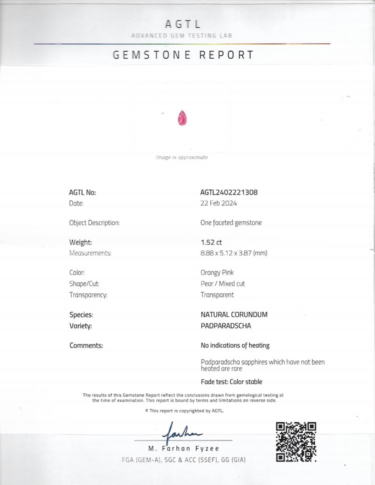 1.52 Ct. Padparadscha Sapphire from Madagascar
