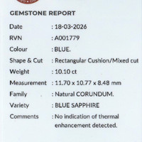 10.10 Ct. Blue Sapphire from Ceylon (Sri Lanka) Scan Report