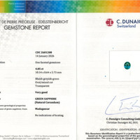 4.05 Ct. Bluish Green Sapphire from Madagascar Scan Report