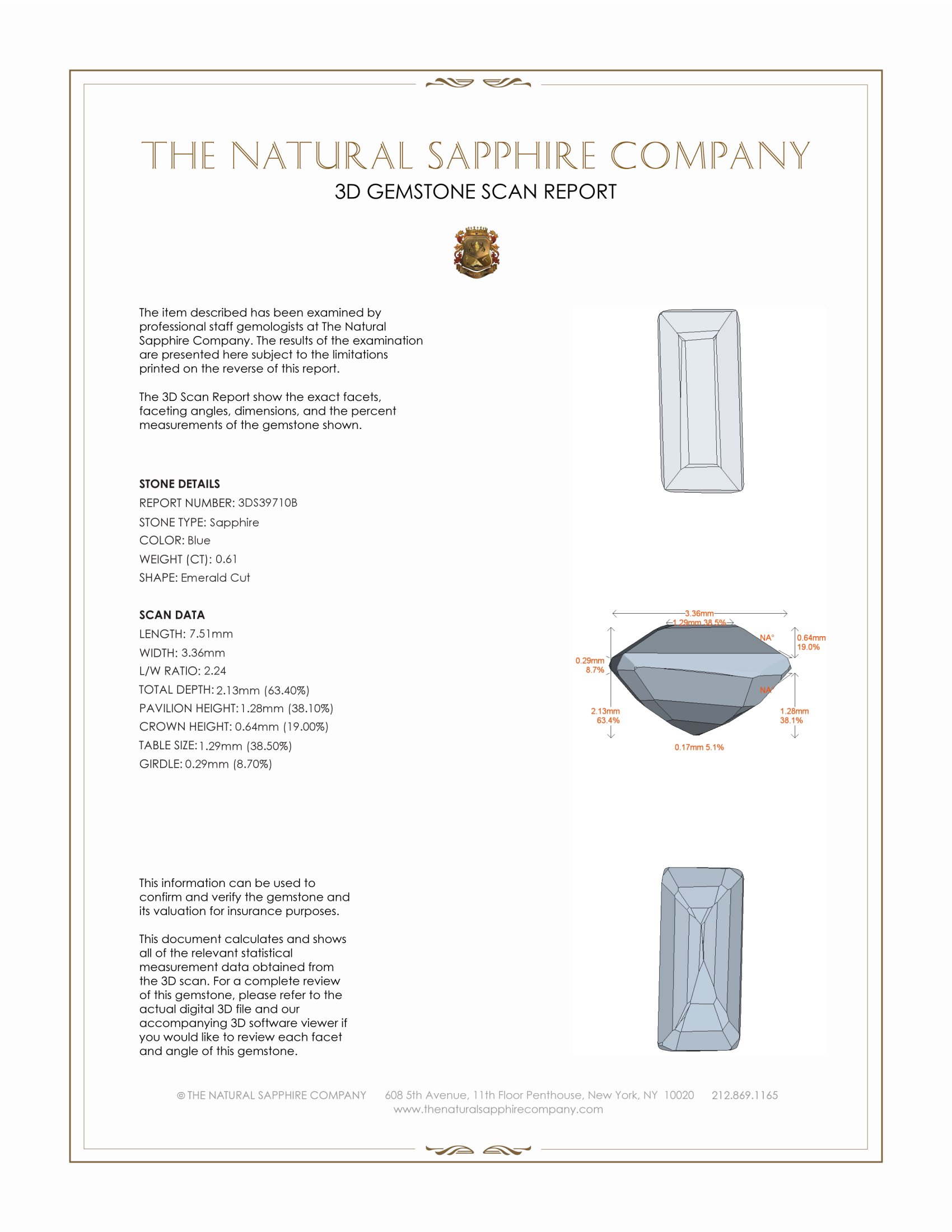 0.61 Ct. Blue Sapphire from Ceylon (Sri Lanka)