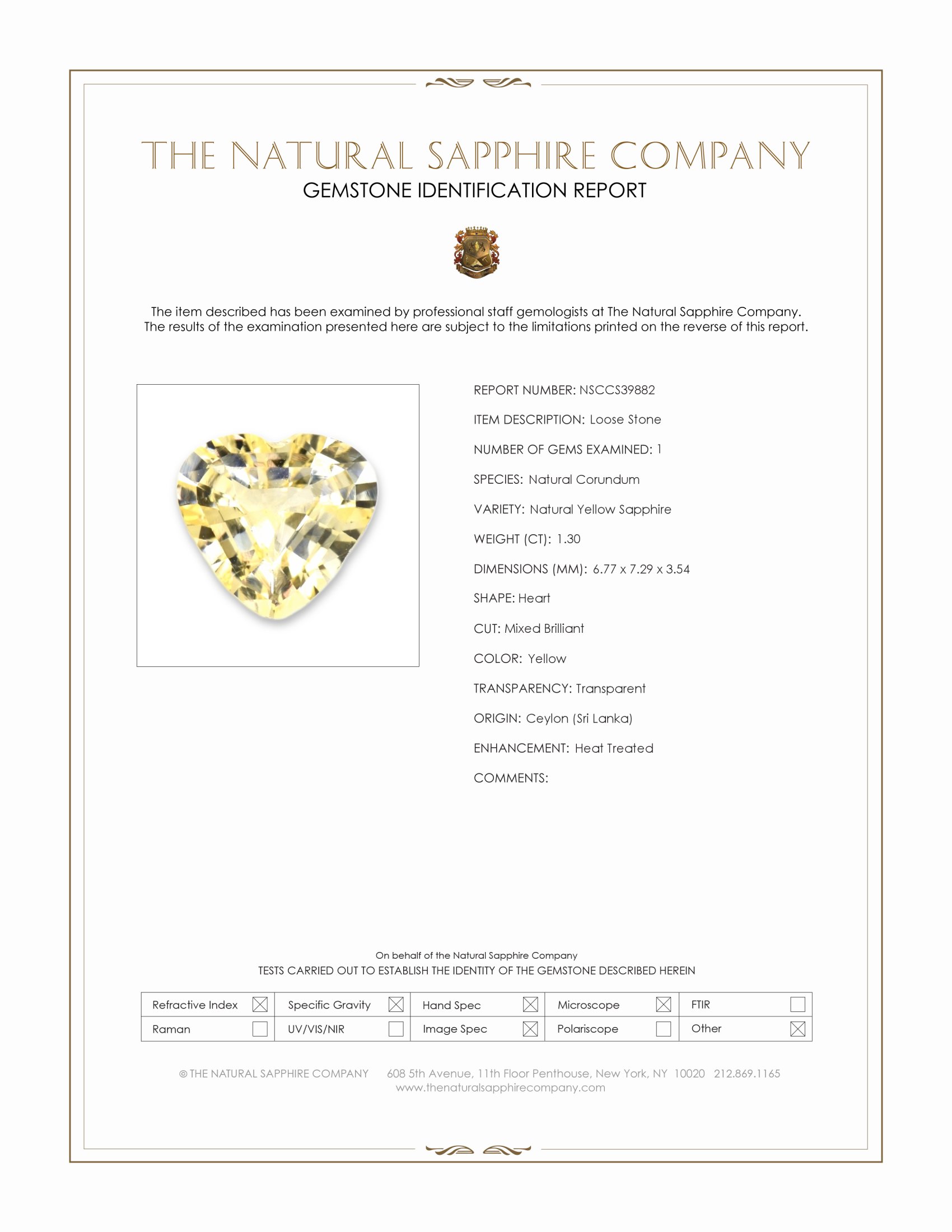 1.30 Ct. Yellow Sapphire from Ceylon (Sri Lanka)