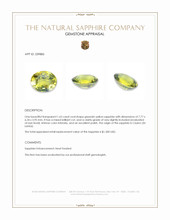 1.63 Ct. Greenish Yellow Sapphire from Madagascar Appraisal
