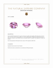0.79 Ct. Purplish Pink Sapphire from Ceylon (Sri Lanka) Appraisal
