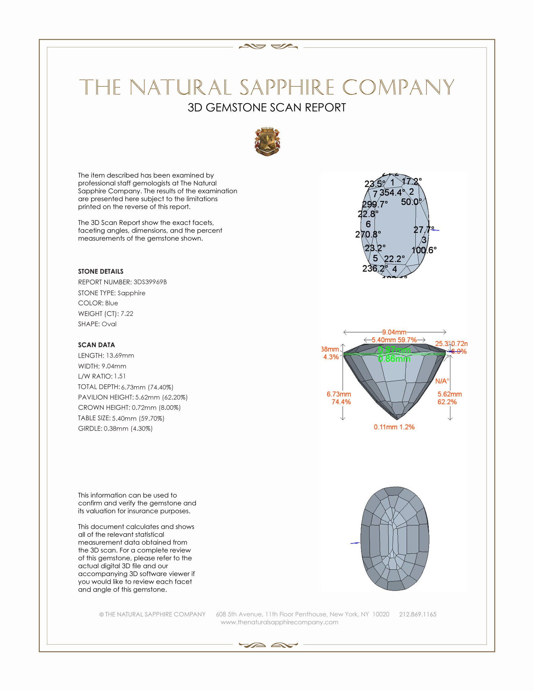 7.22 Ct. Blue Sapphire from Ceylon (Sri Lanka)