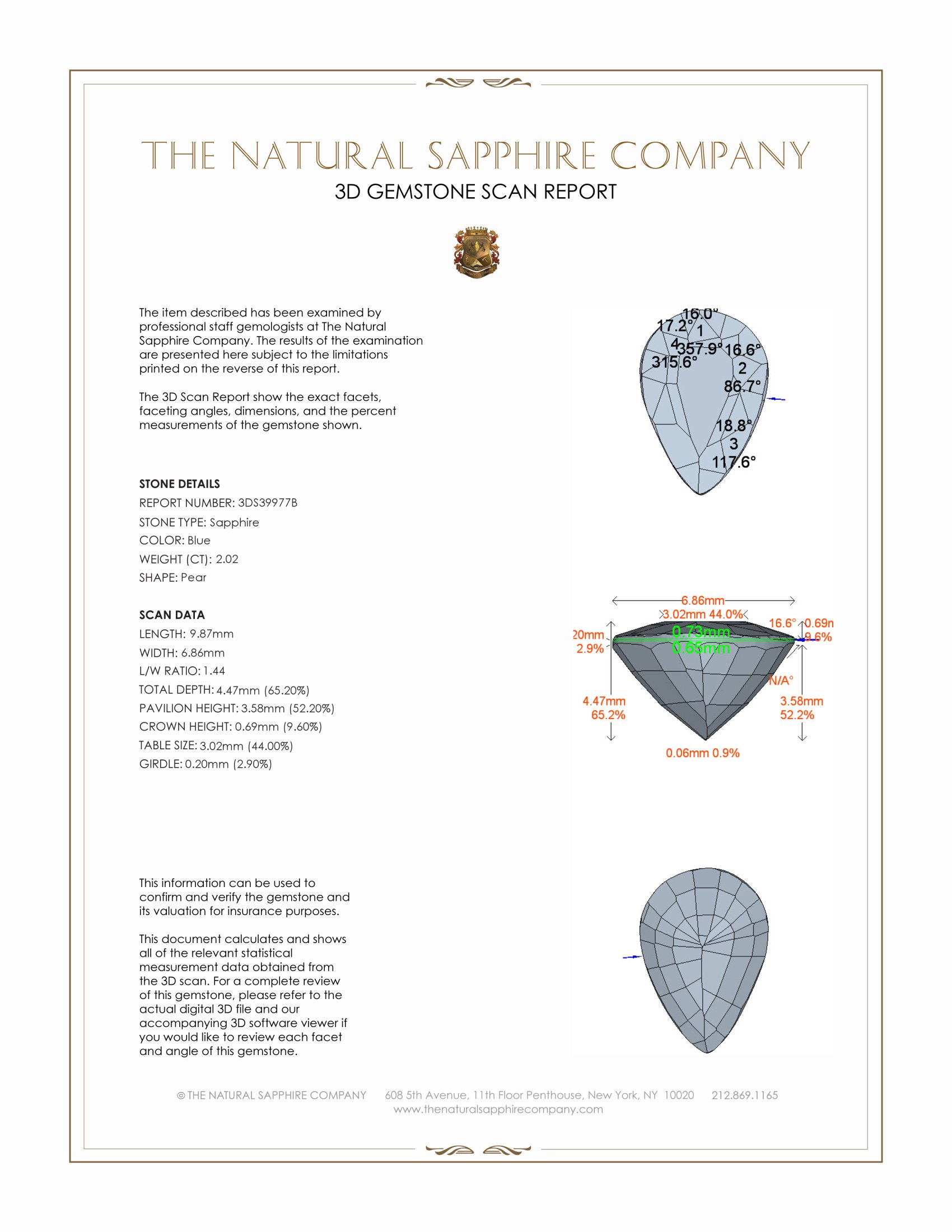 2.02 Ct. Blue Sapphire from Ceylon (Sri Lanka)