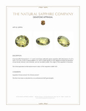 1.17 Ct. Yellowish Green Sapphire from Tanzania Appraisal