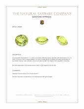 1.11 Ct. Yellowish Green Sapphire from Tanzania Appraisal