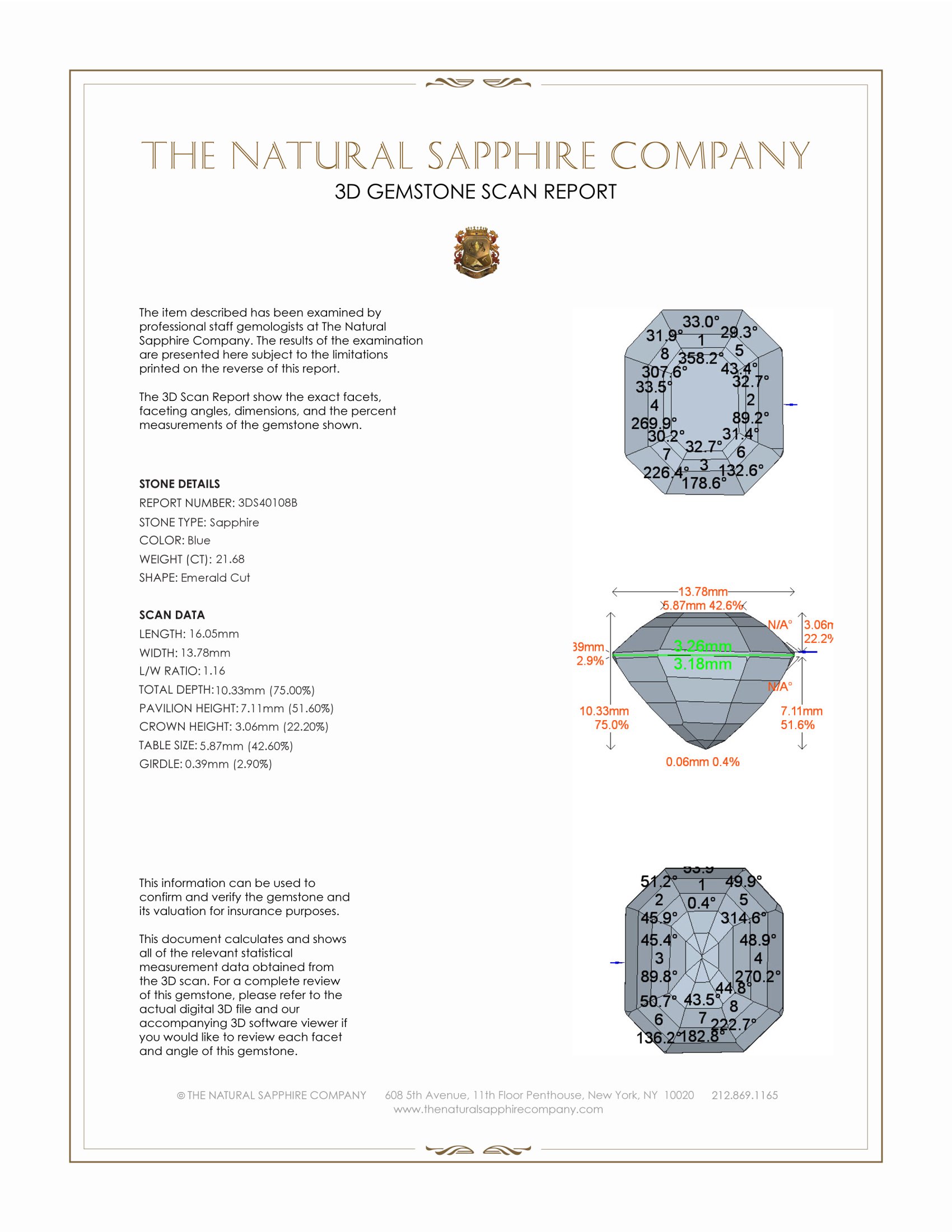 21.68 Ct. Blue Sapphire from Ceylon (Sri Lanka)