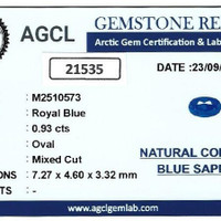 0.93 Ct. Blue Sapphire from Ceylon (Sri Lanka) Scan Report