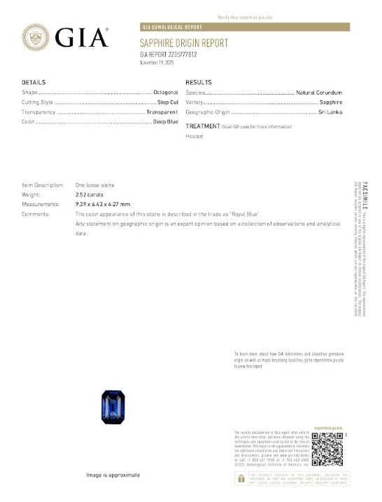 2.52 Ct. Blue Sapphire from Ceylon (Sri Lanka)