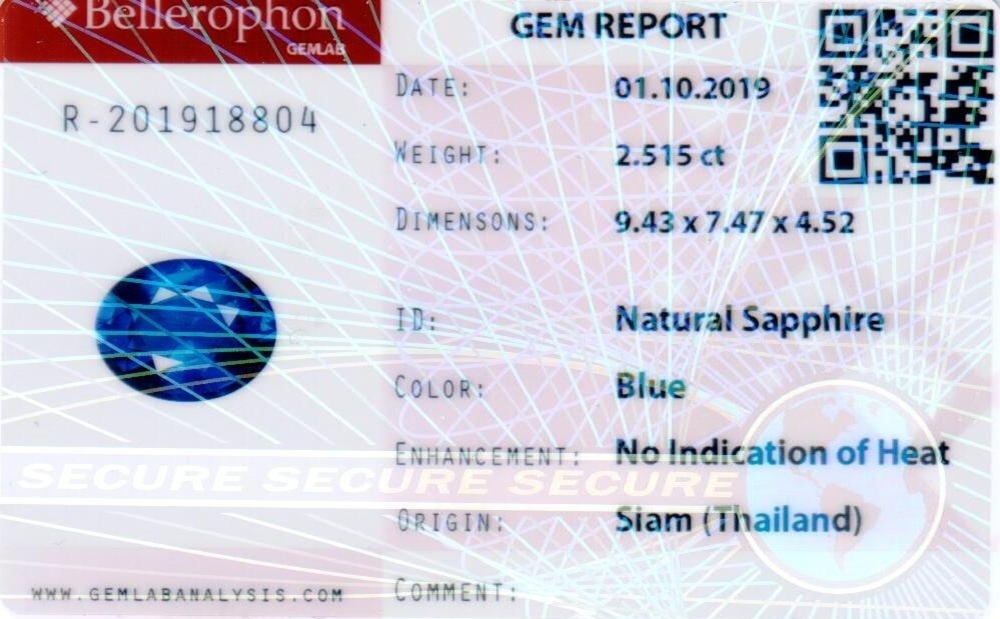 2.51 Ct. Blue Sapphire from Thailand