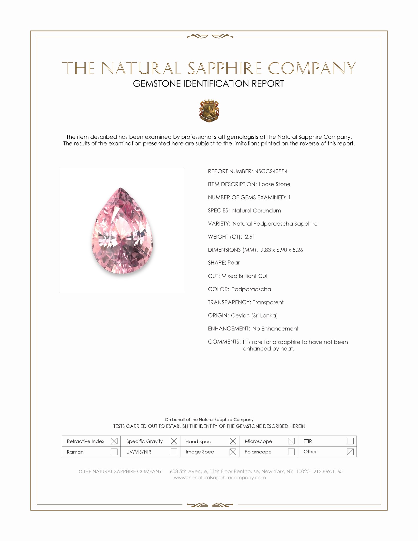 2.61 Ct. Padparadscha Sapphire from Ceylon (Sri Lanka)