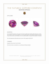 1.06 Ct. Purplish Pink Sapphire from Tanzania Appraisal