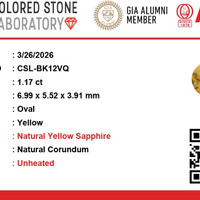 1.16 Ct. Yellow Sapphire from Ceylon (Sri Lanka) Scan Report