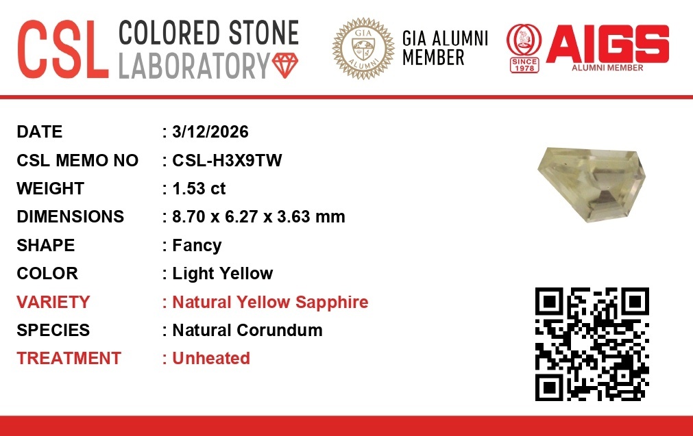 1.52 Ct. Yellow Sapphire from Ceylon (Sri Lanka)