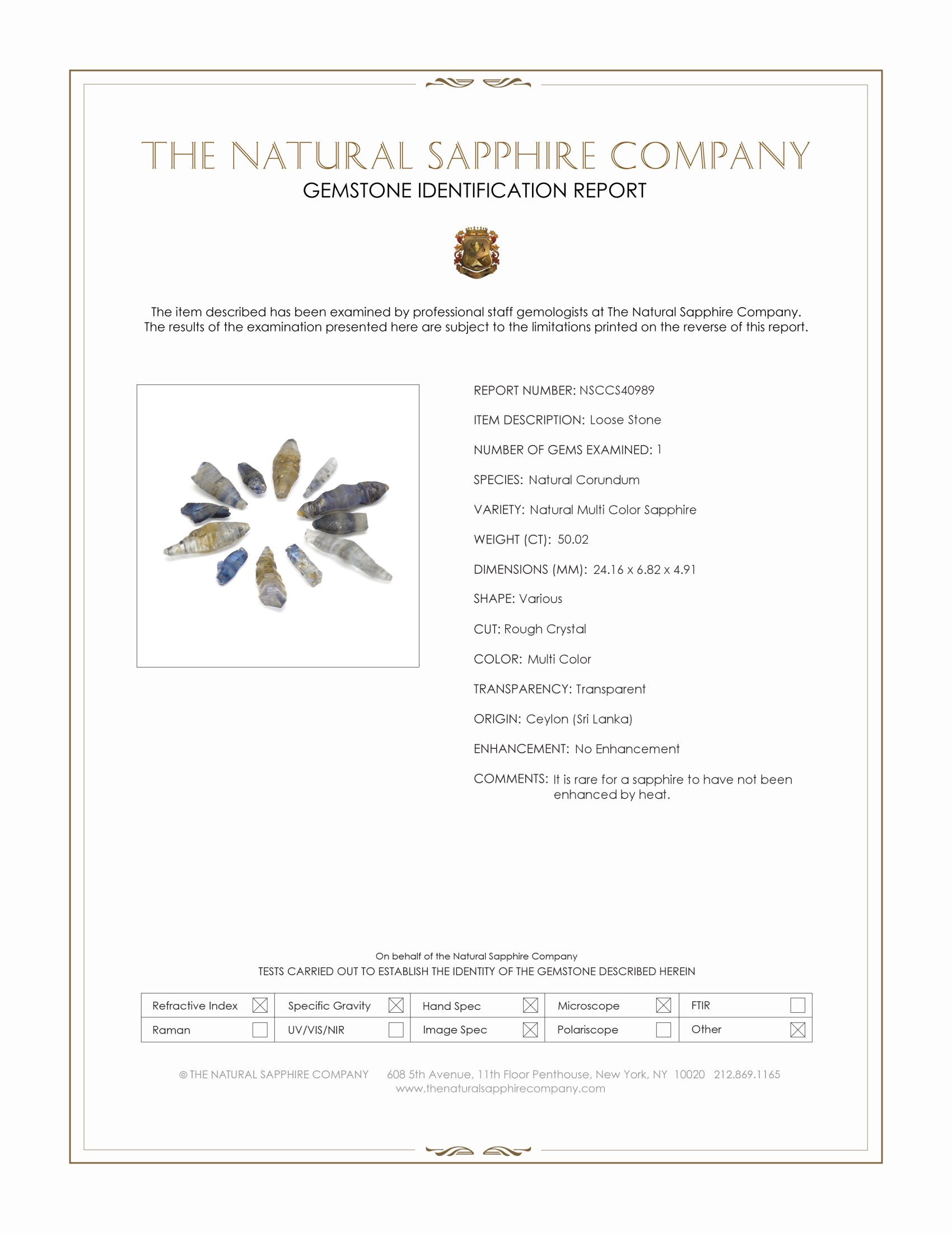 50.02 Ct. Multi Color Sapphire from Ceylon (Sri Lanka)