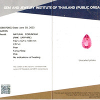 2.07 Ct. Pink Sapphire from Ceylon (Sri Lanka) Scan Report