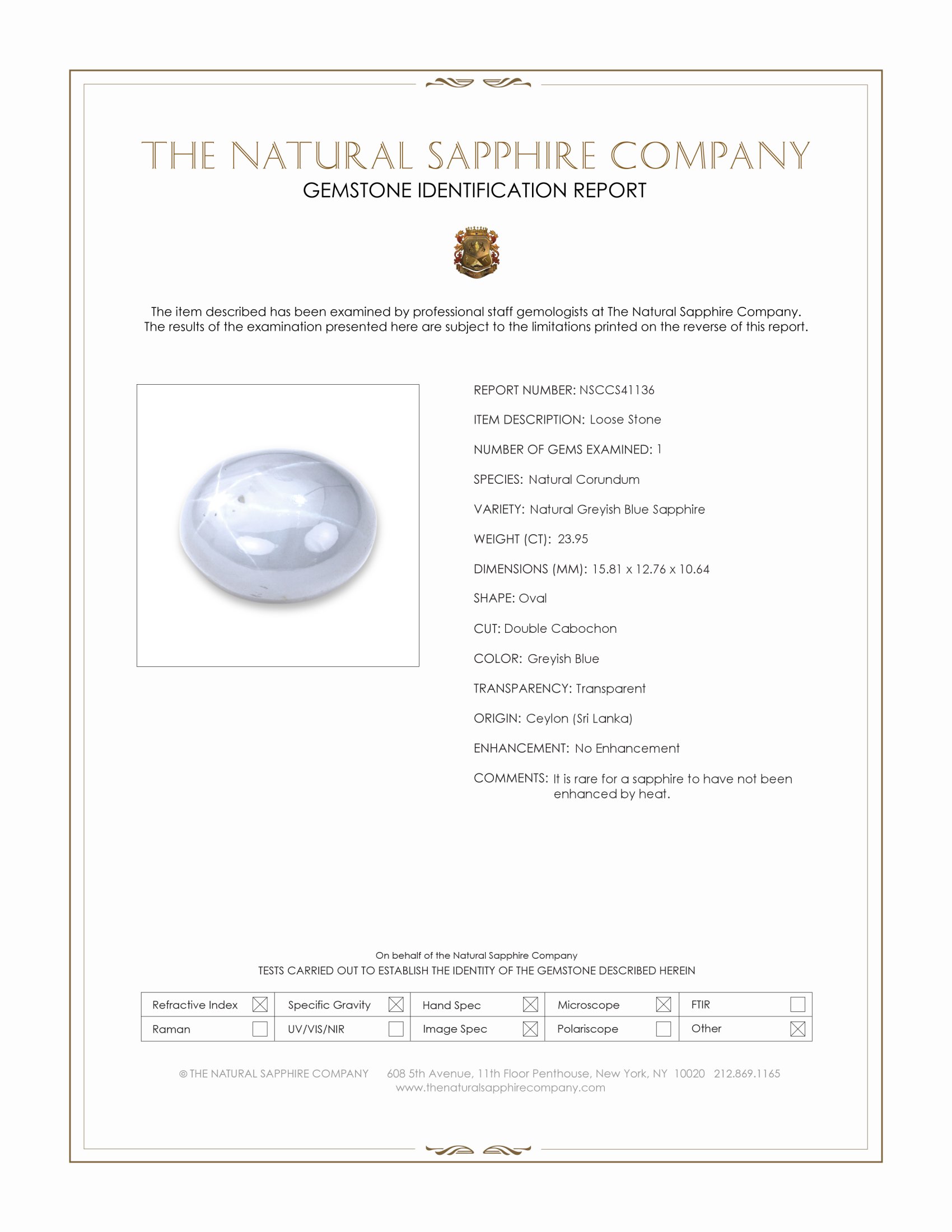 23.95 Ct. Greyish Blue Star Sapphire from Ceylon (Sri Lanka)